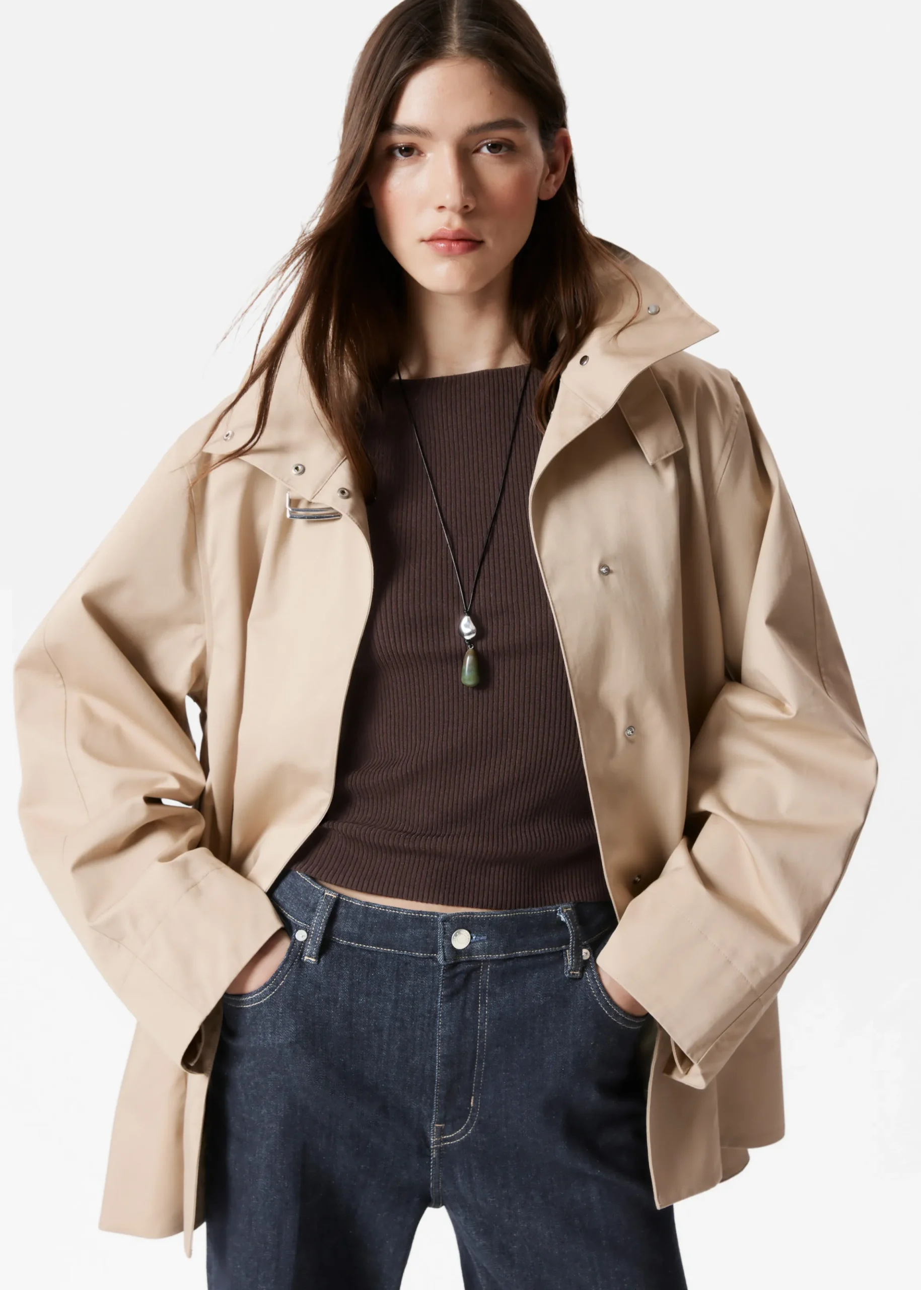 A-Linien-Jacke mit Tunnelkragen