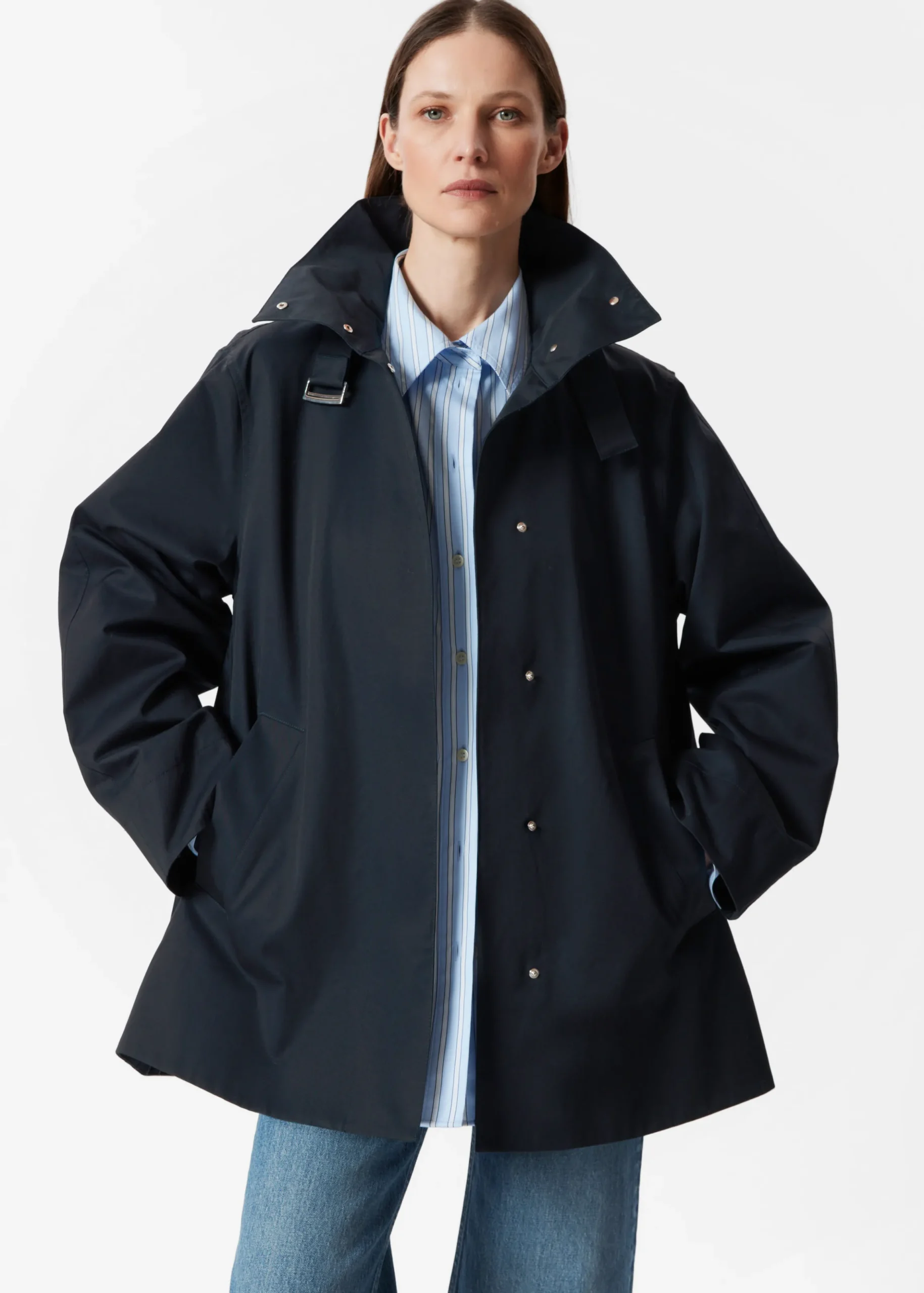 A-Linien-Jacke mit Tunnelkragen
