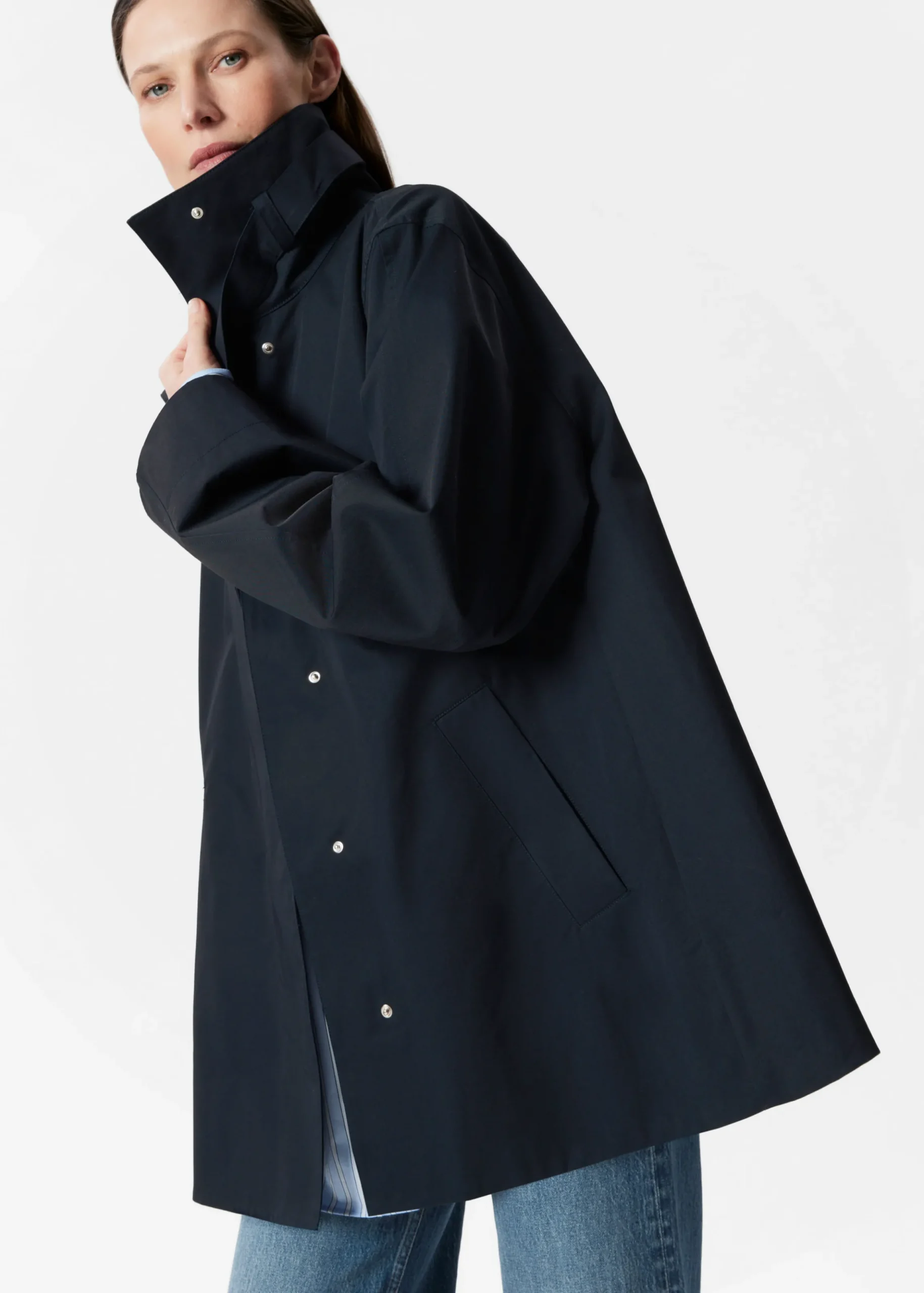 A-Linien-Jacke mit Tunnelkragen