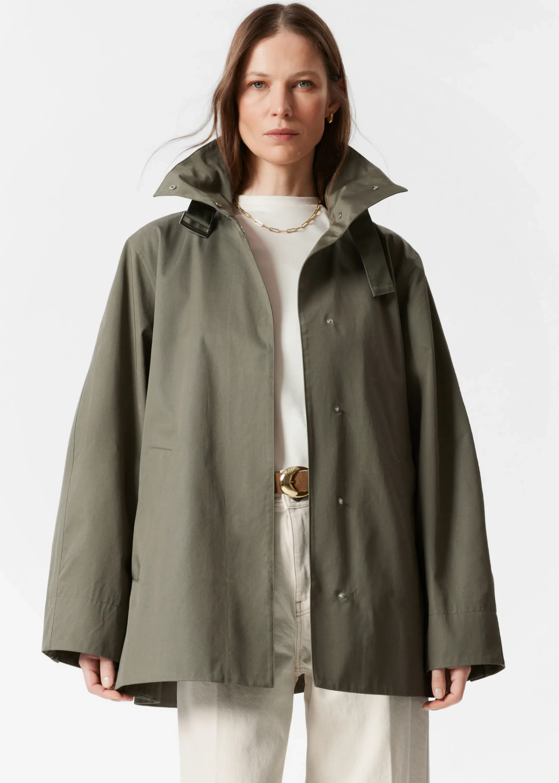 A-Linien-Jacke mit Tunnelkragen