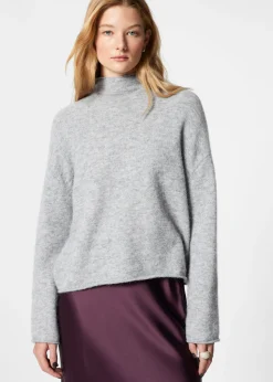 Alpaka-Strickpullover mit hohem Kragen