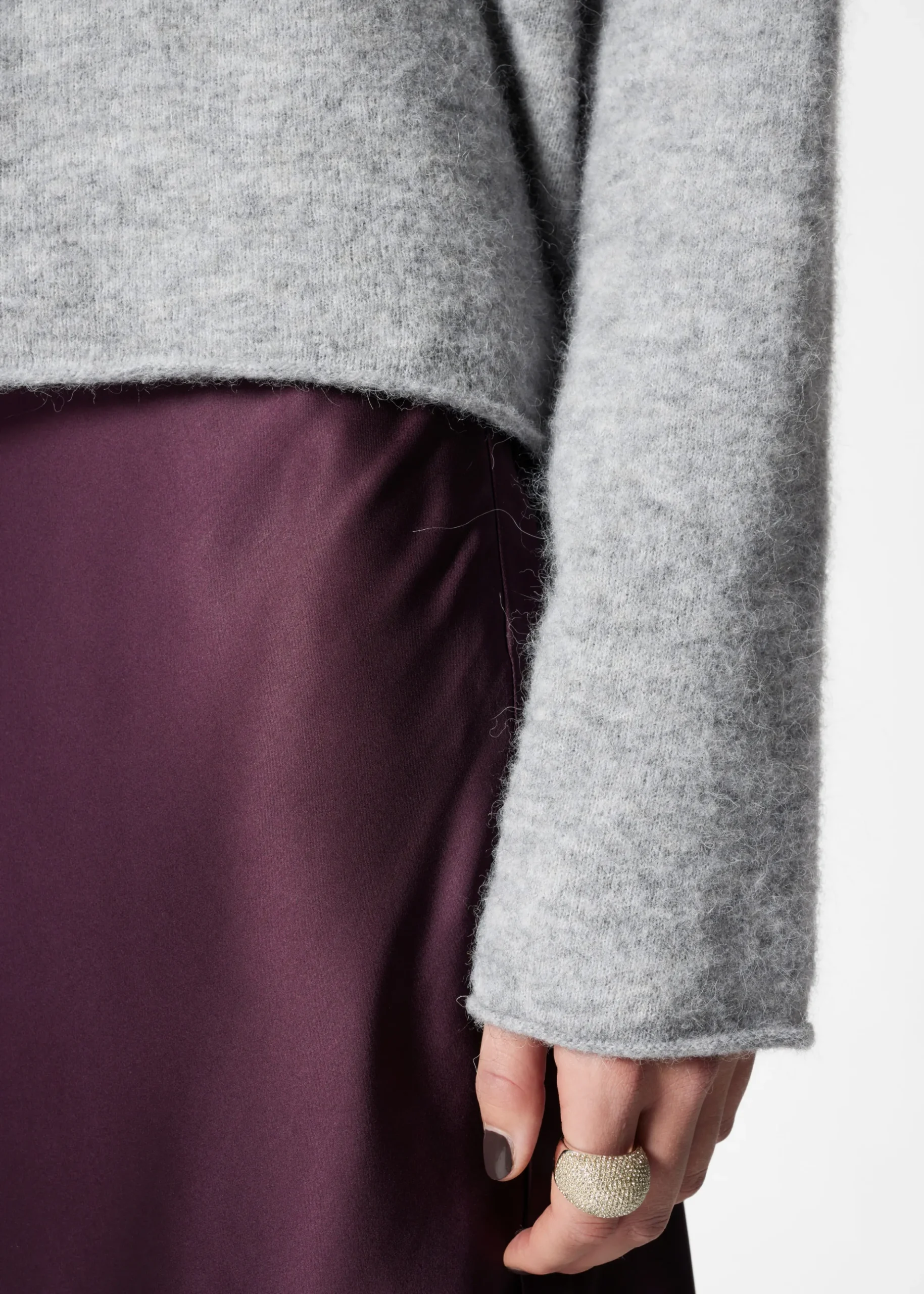 Alpaka-Strickpullover mit hohem Kragen