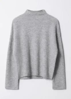 Alpaka-Strickpullover mit hohem Kragen
