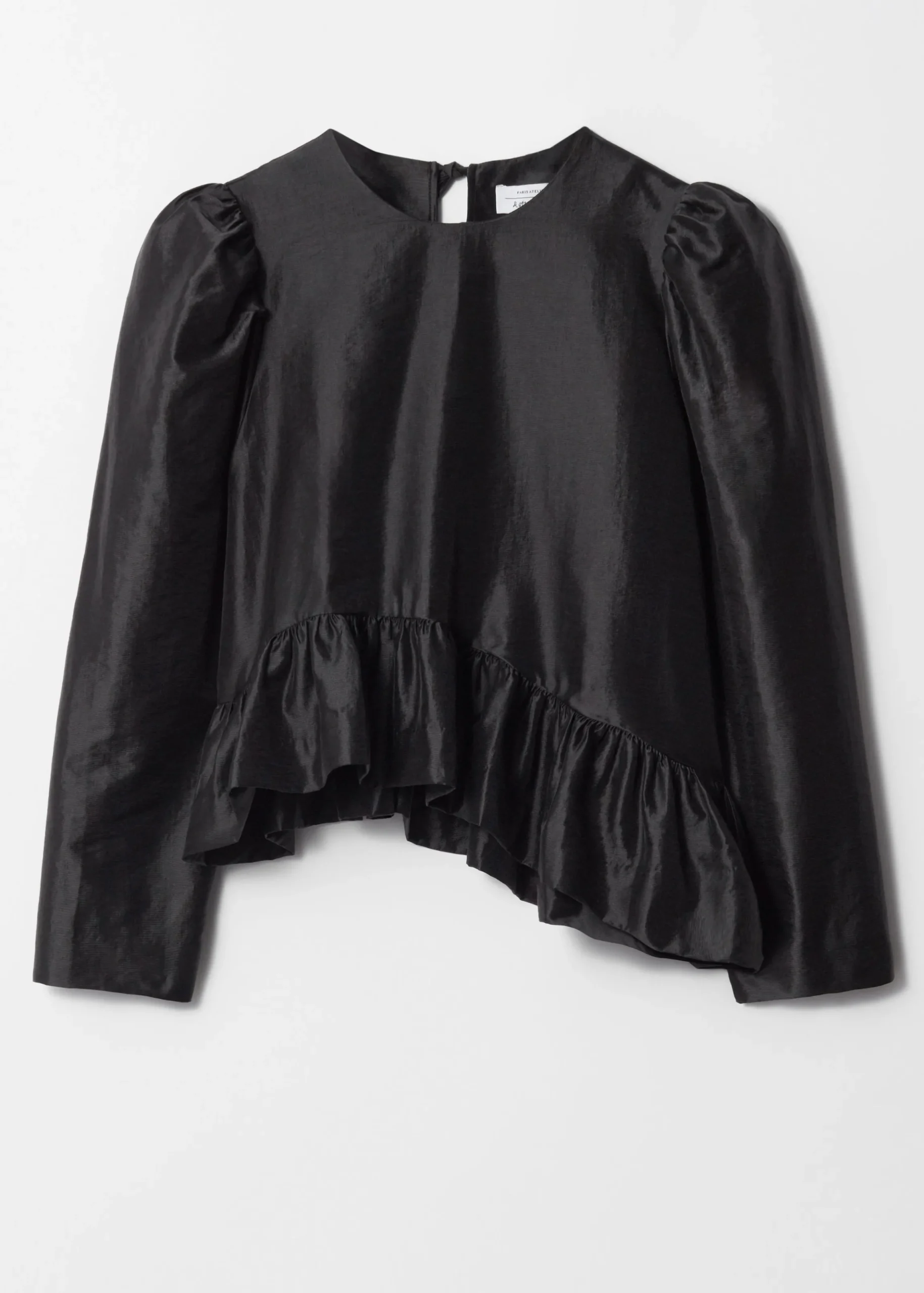 Asymmetrische Bluse mit Schößchen und Rüschen
