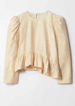 Asymmetrische Bluse mit Schößchen und Rüschen