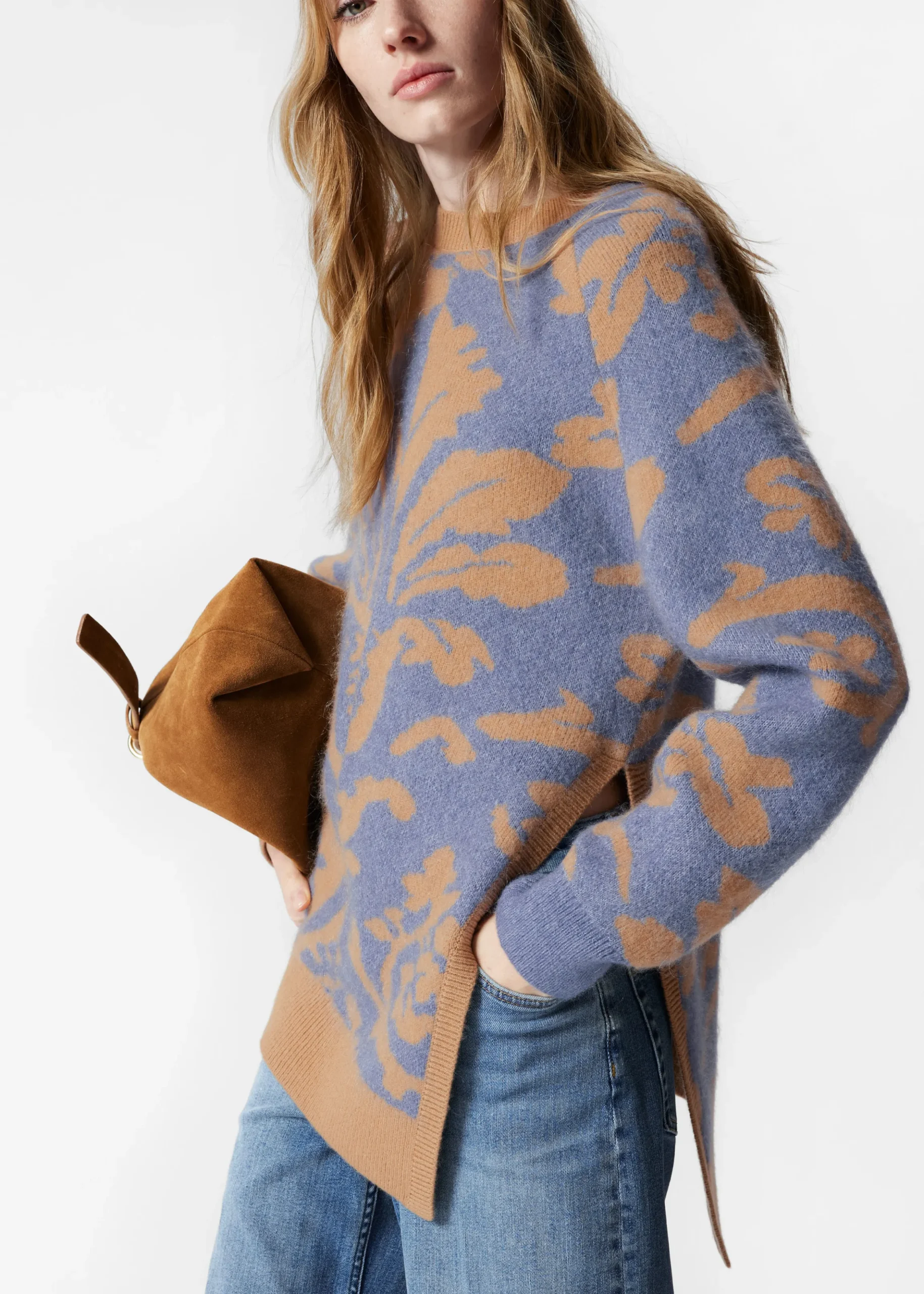 Asymmetrischer Jacquard-Pullover