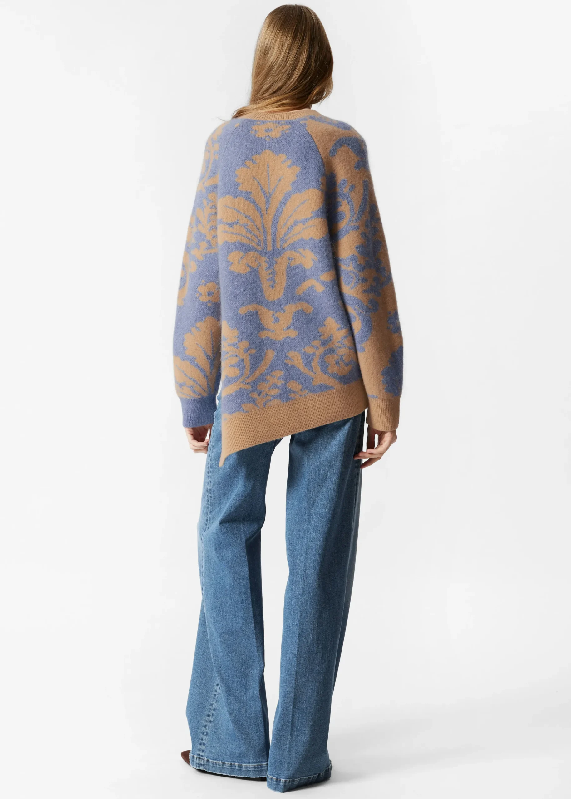 Asymmetrischer Jacquard-Pullover