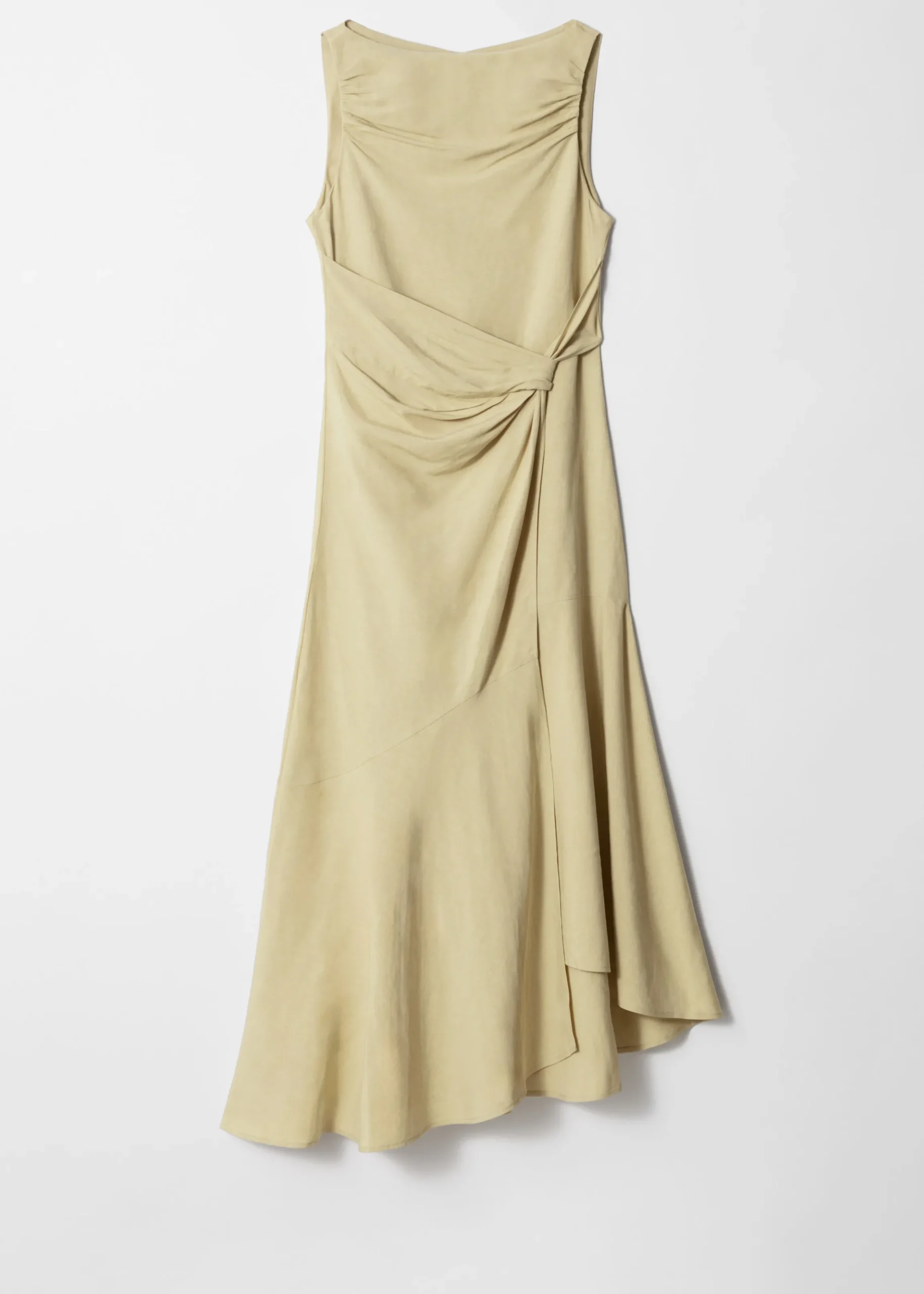 Asymmetrisches Midikleid in Wickeloptik mit Knoten