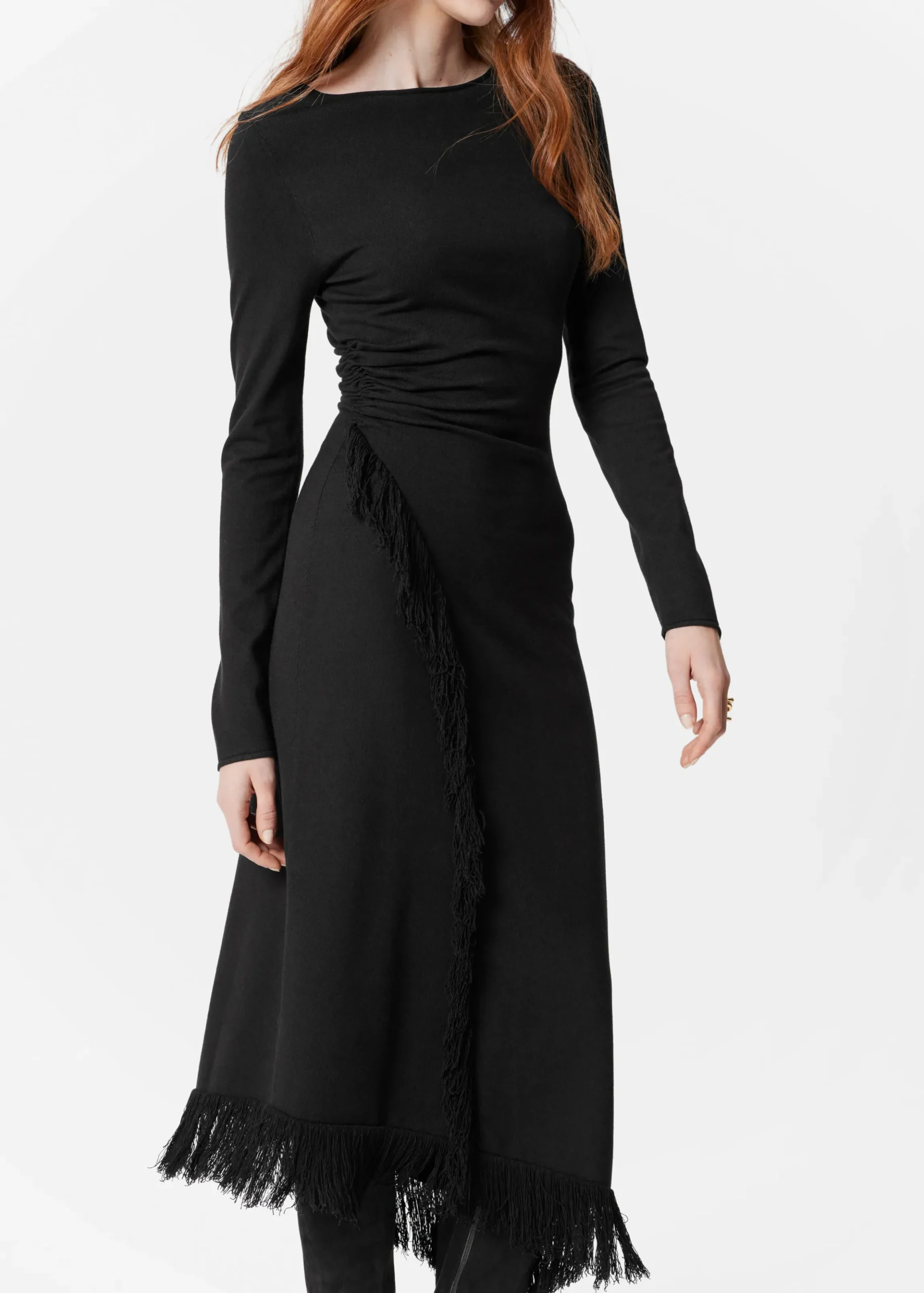 Asymmetrisches Midikleid mit Fransen