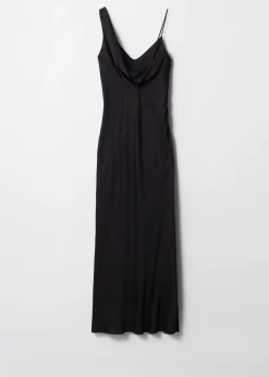 Asymmetrisches Midikleid mit Wasserfallausschnitt