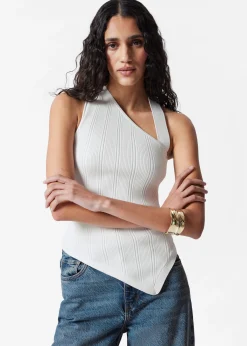 Asymmetrisches Rippstrickoberteil