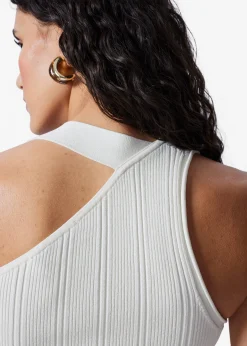 Asymmetrisches Rippstrickoberteil