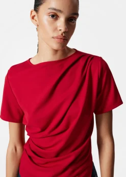 Asymmetrisches T-Shirt mit Drapierung