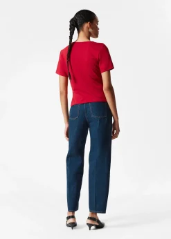 Asymmetrisches T-Shirt mit Drapierung