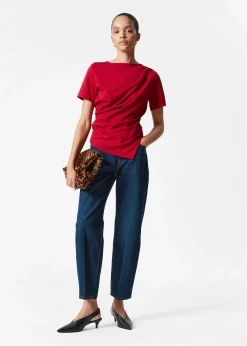 Asymmetrisches T-Shirt mit Drapierung