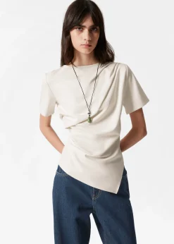 Asymmetrisches T-Shirt mit Drapierung