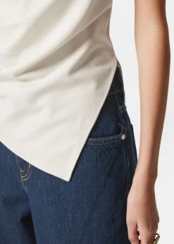 Asymmetrisches T-Shirt mit Drapierung