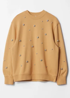 Baumwoll-Sweatshirt mit Nieten