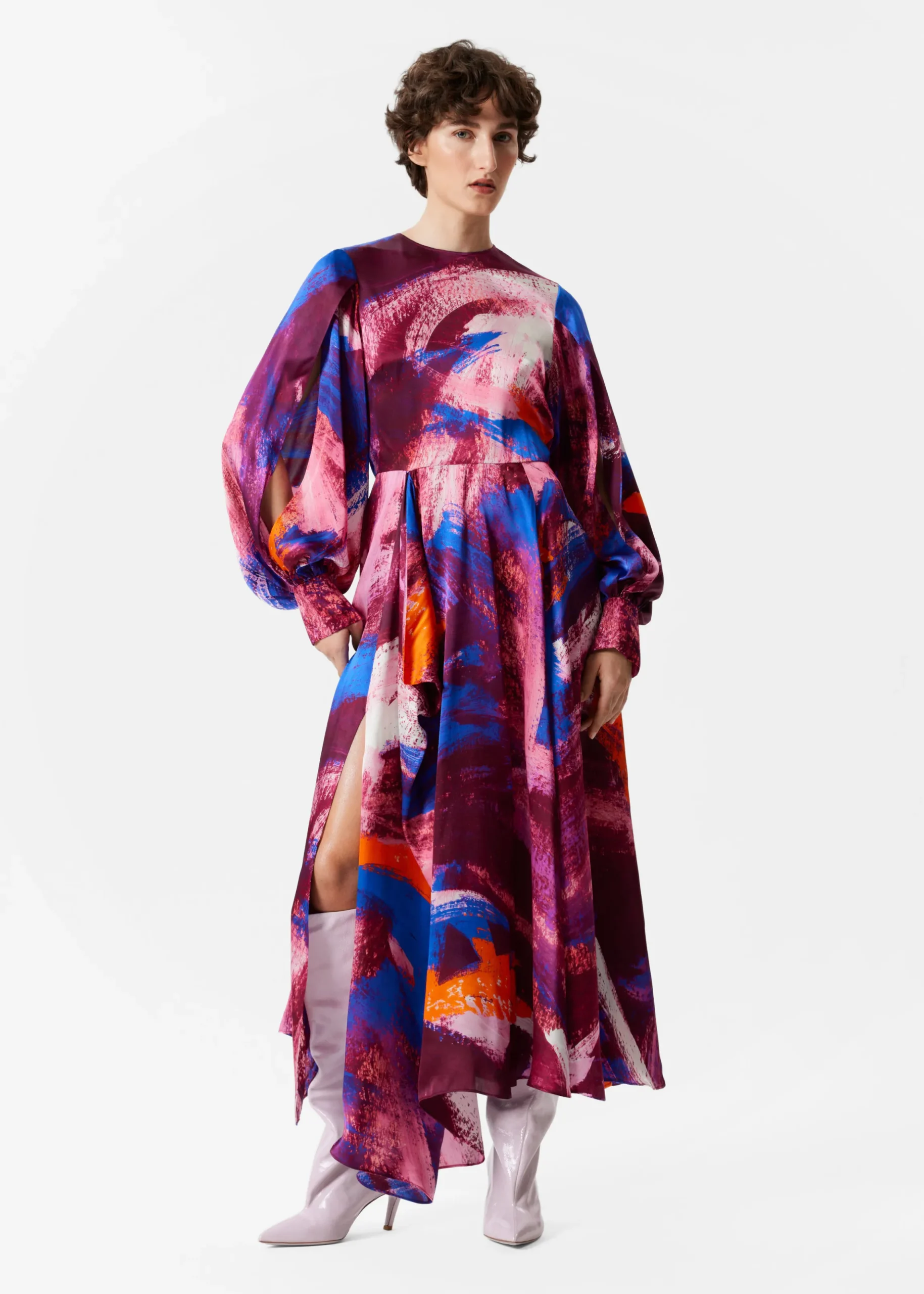 Bedrucktes Maxikleid aus Seide