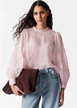 Bestickte Bluse aus Ramie