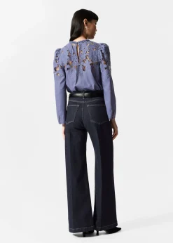 Bestickte Bluse mit Puffärmeln