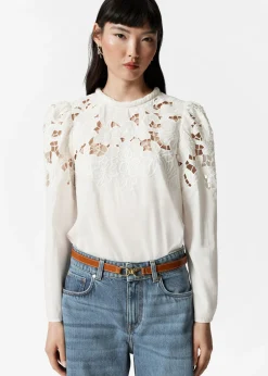 Bestickte Bluse mit Puffärmeln