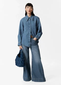 Besticktes Jeanshemd