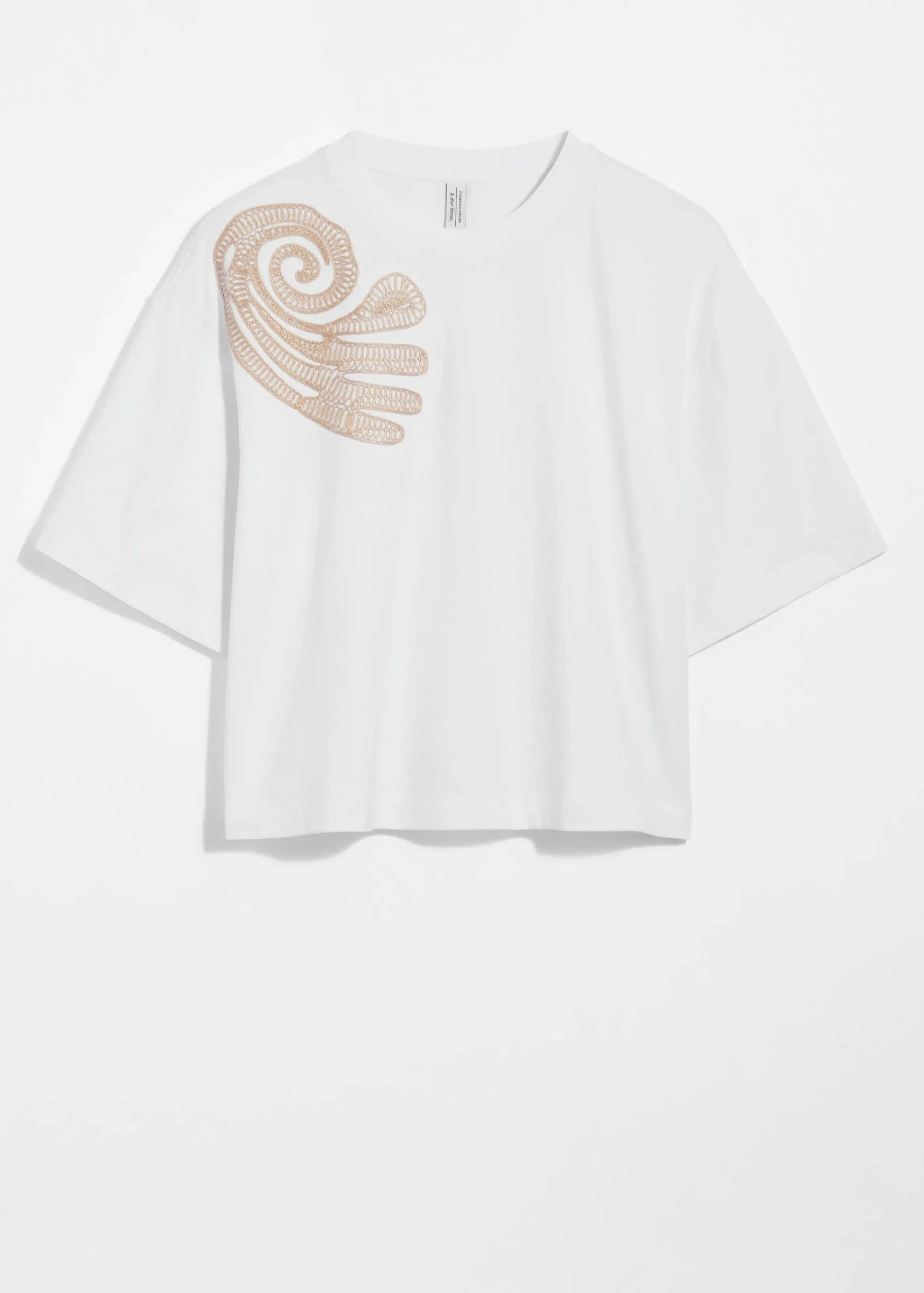 Besticktes, kastenförmiges T-Shirt