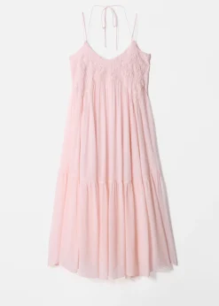 Besticktes Maxikleid mit schmalen Trägern