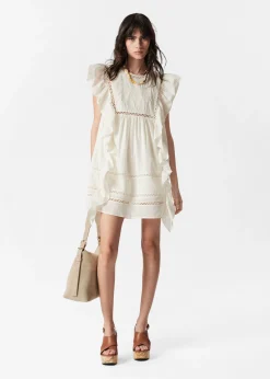 Besticktes Minikleid mit Rüschen