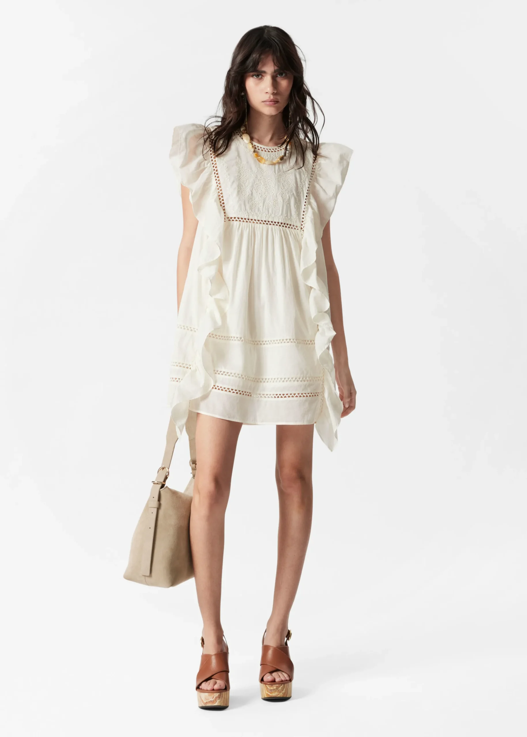 Besticktes Minikleid mit Rüschen