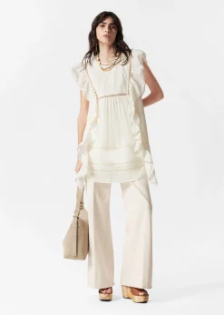 Besticktes Minikleid mit Rüschen