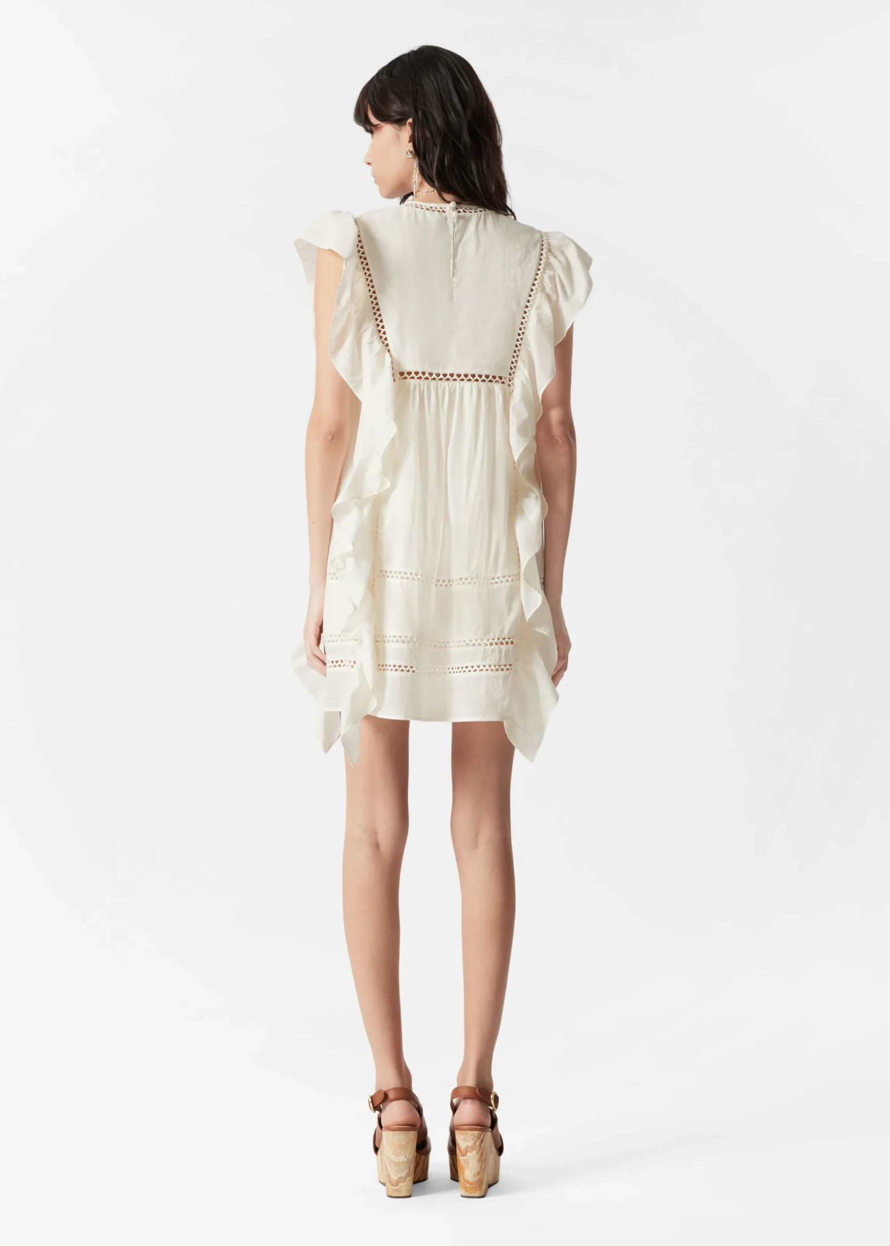 Besticktes Minikleid mit Rüschen