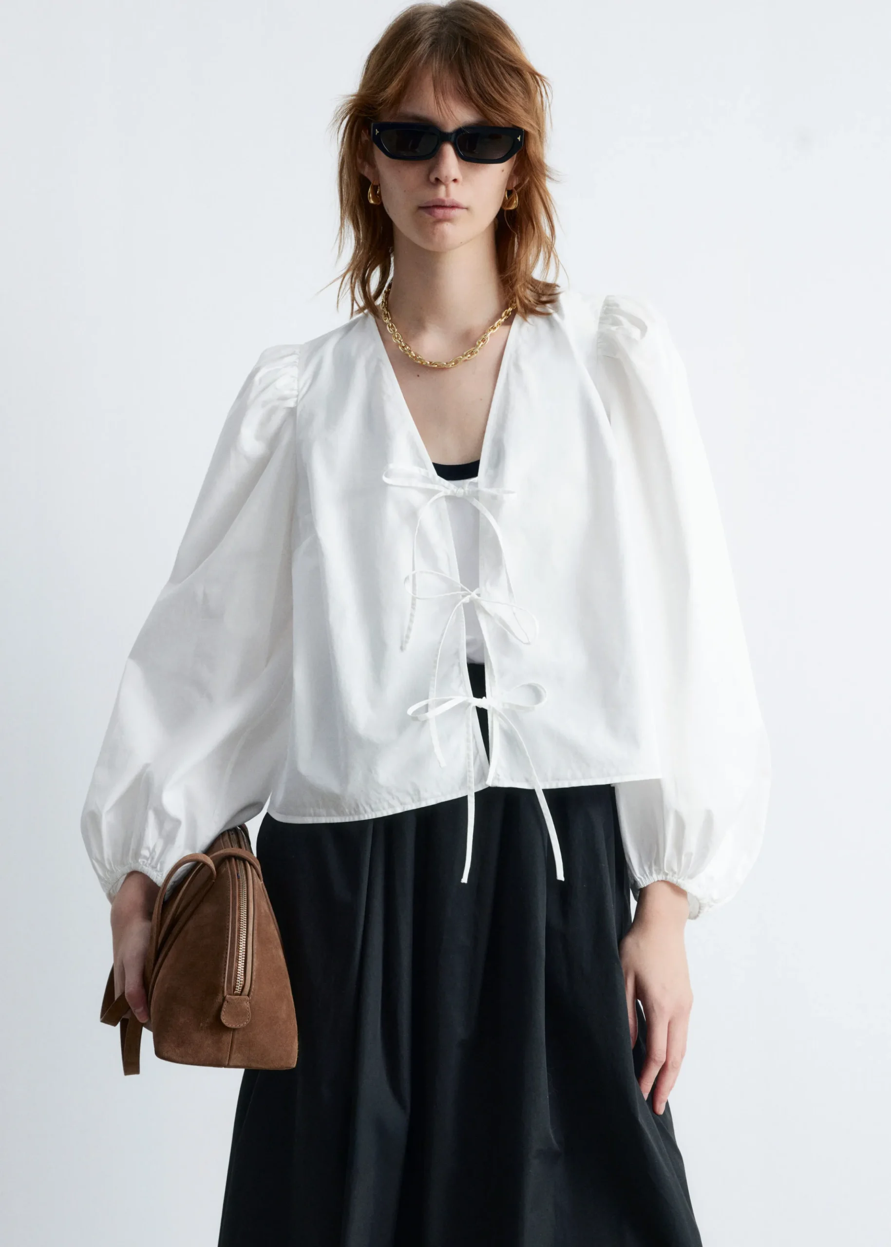 Bluse mit Bindedetail vorne