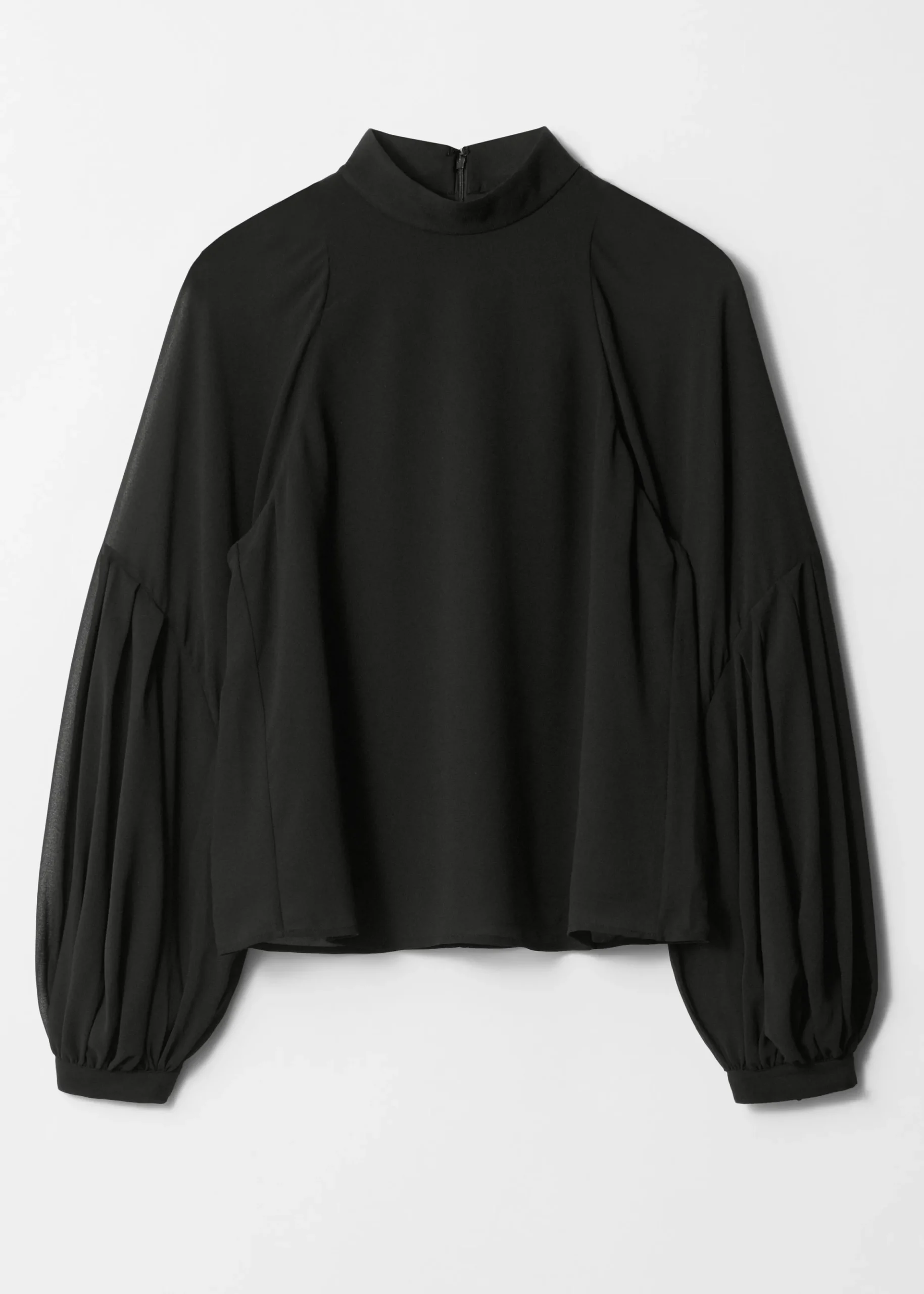 Bluse mit durchscheinenden Puffärmeln