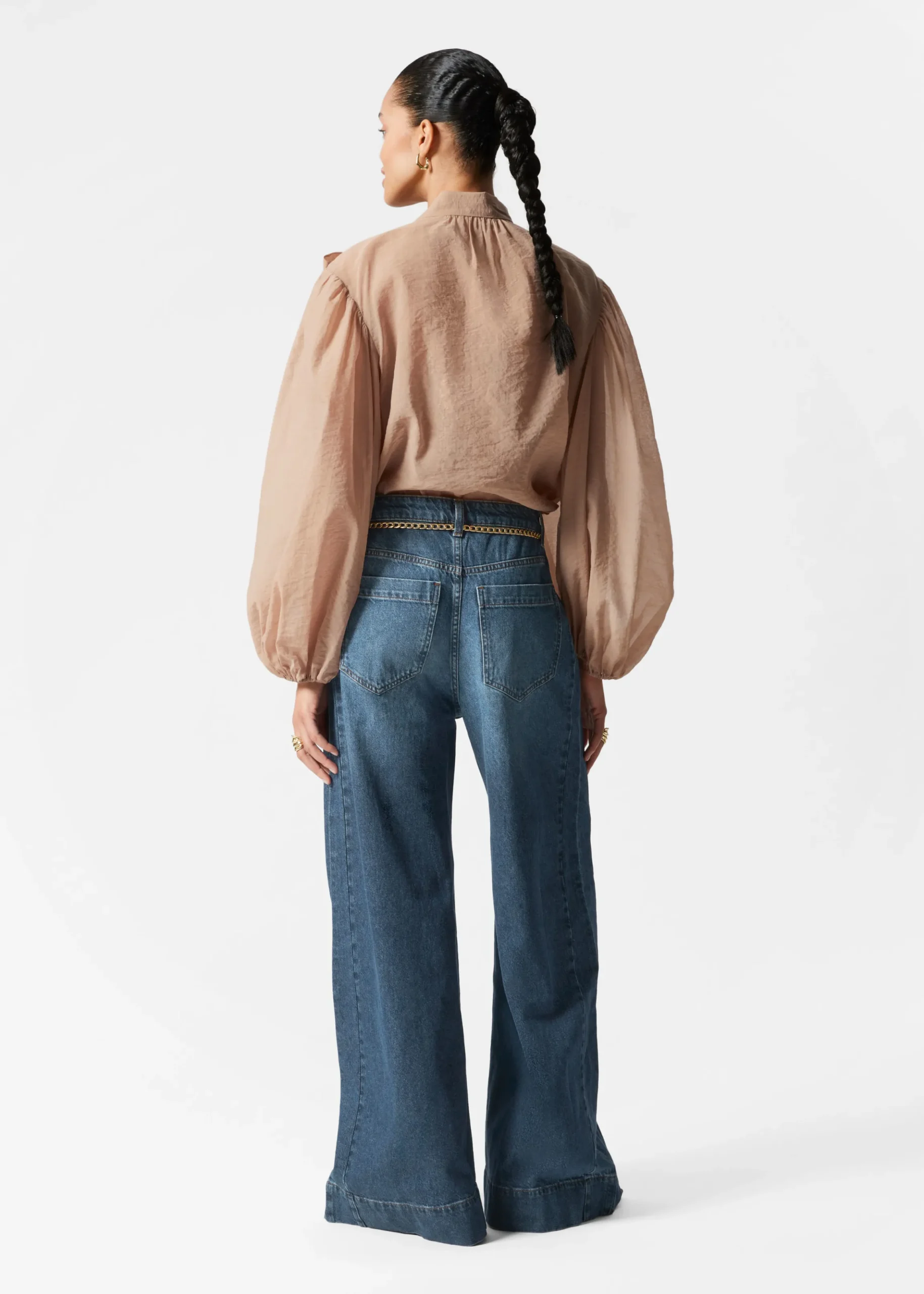 Bluse mit Puffärmeln und Schleifendetail