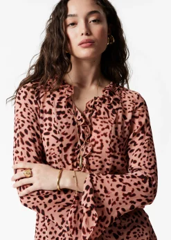 Bluse mit Rüschen und V-Ausschnitt