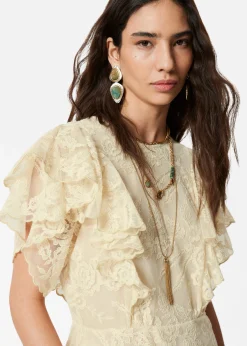 Bluse mit Spitze und Volants