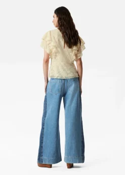 Bluse mit Spitze und Volants