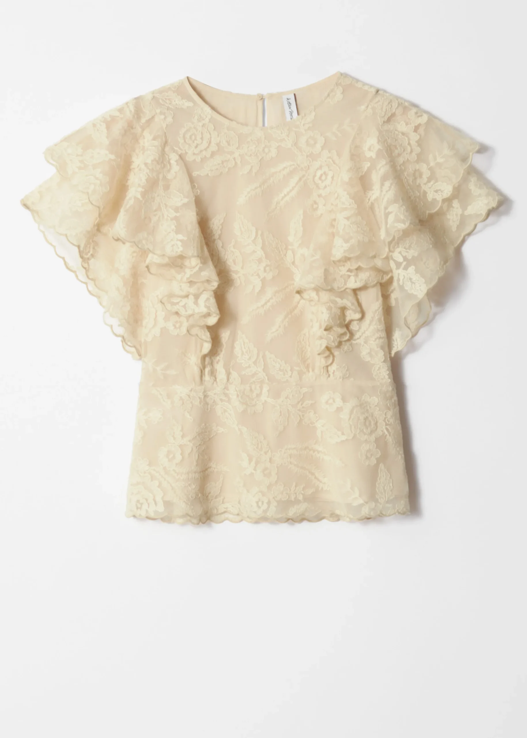 Bluse mit Spitze und Volants