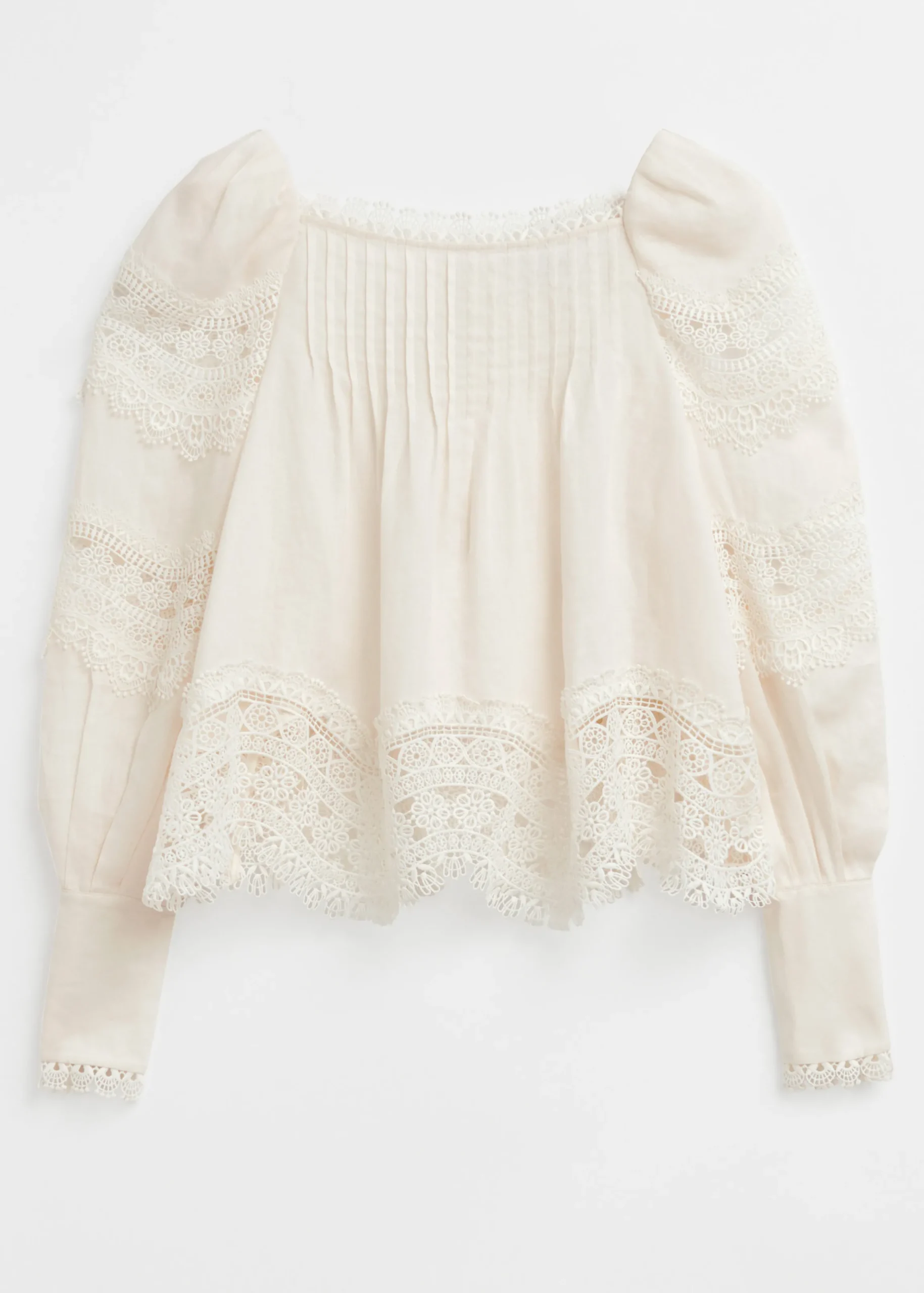 Bluse mit Spitzenbesatz