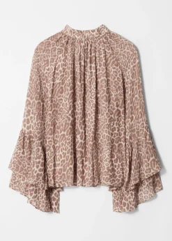 Bluse mit Volants und Stehkragen
