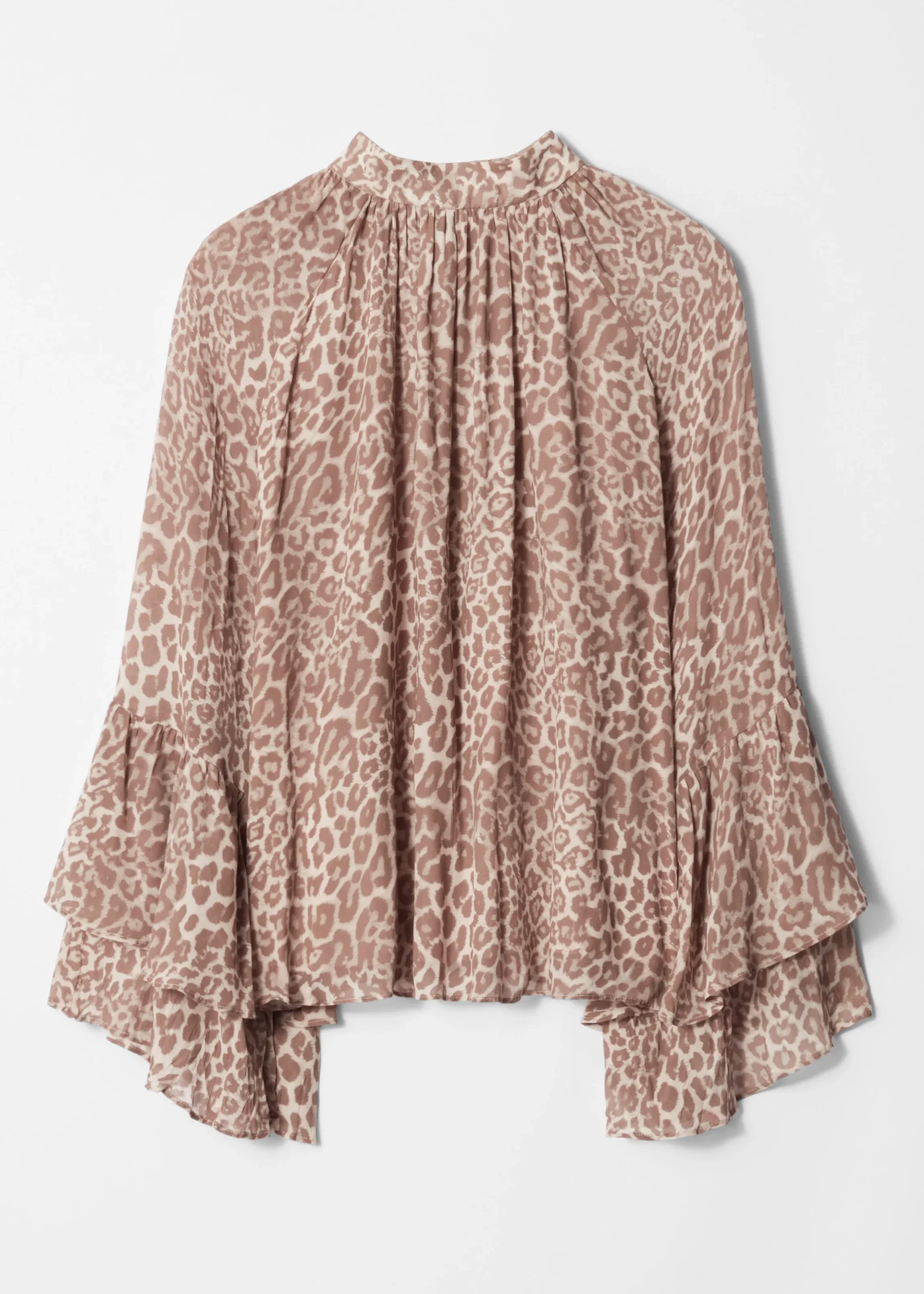 Bluse mit Volants und Stehkragen
