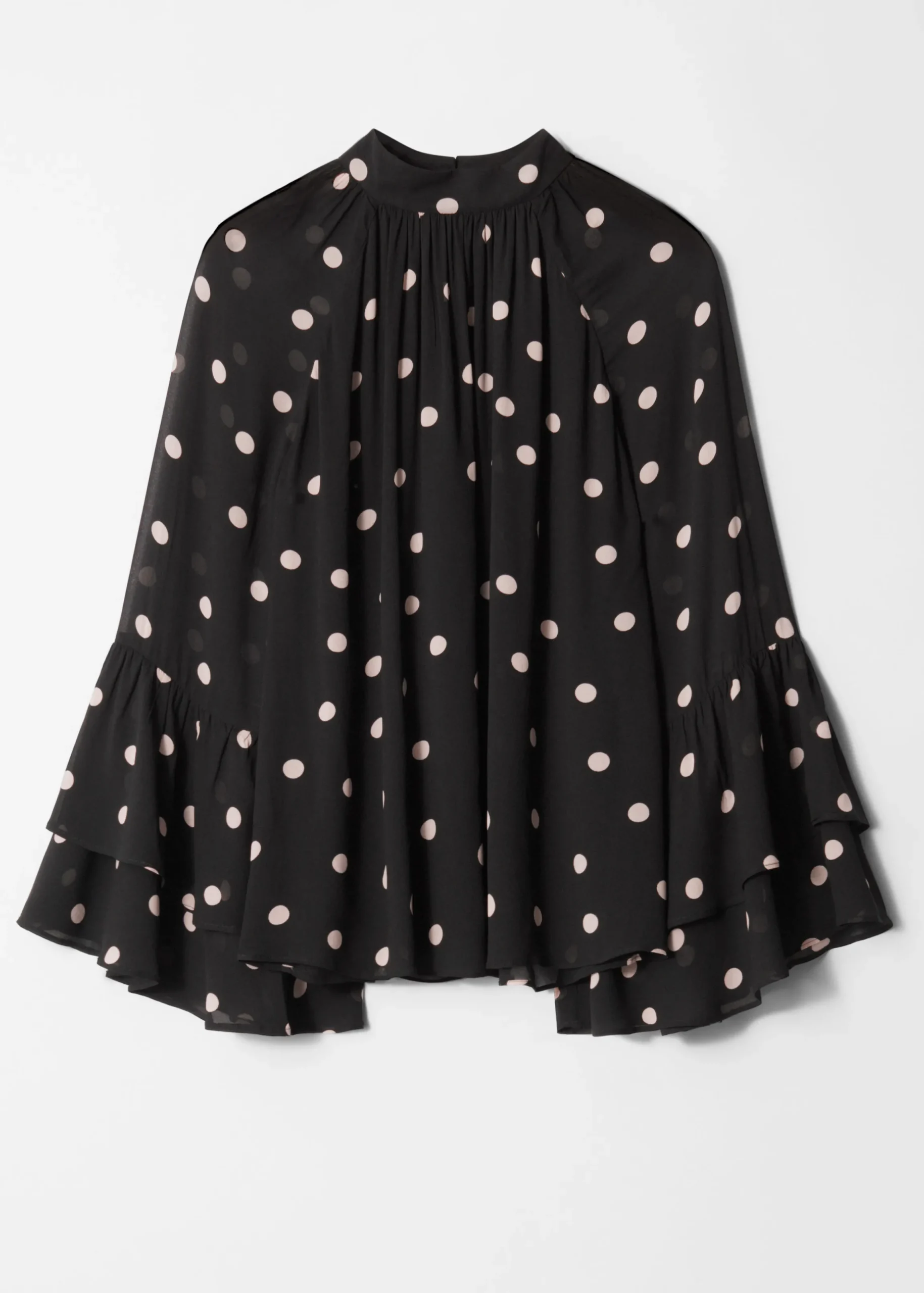 Bluse mit Volants und Stehkragen
