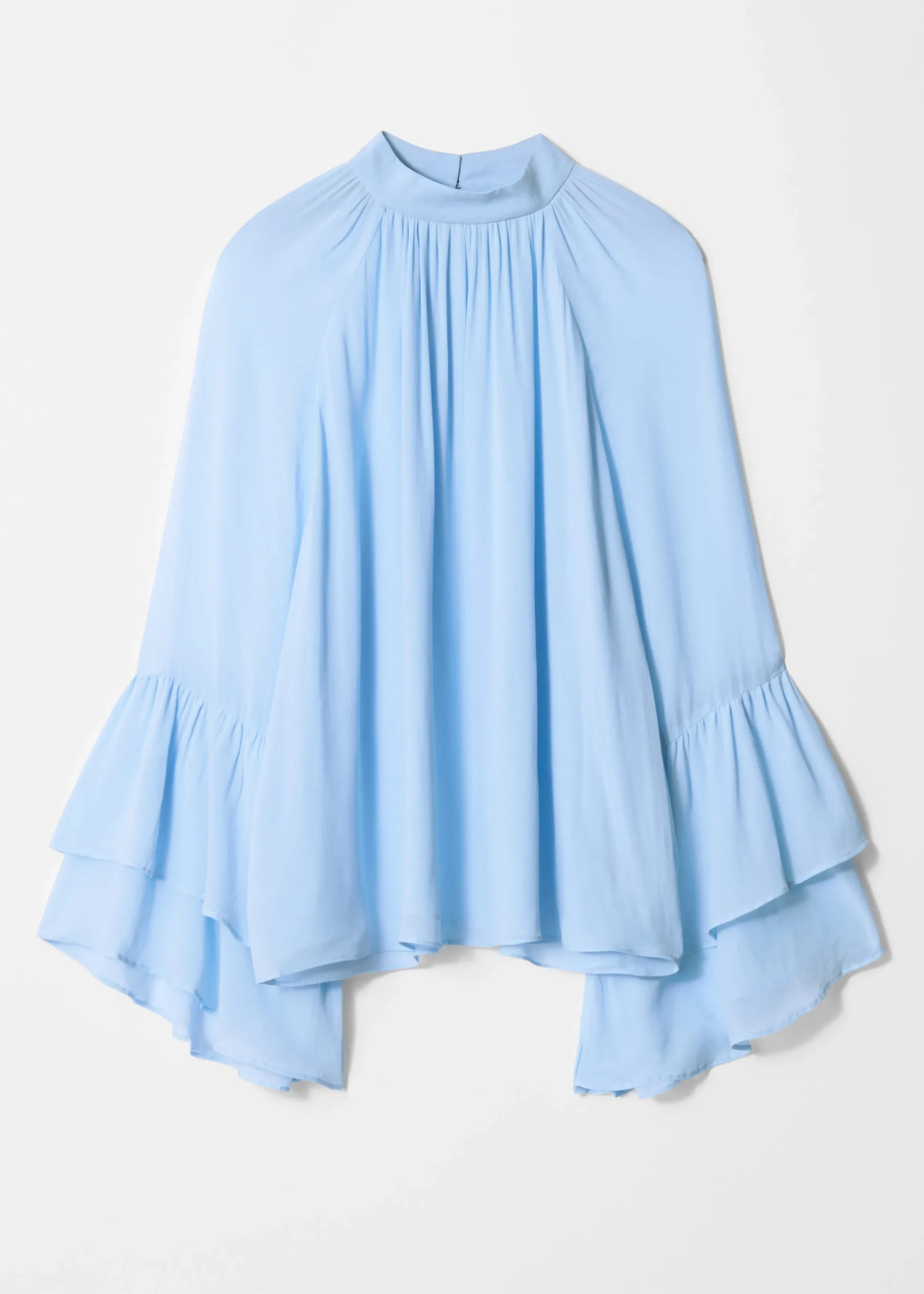 Bluse mit Volants und Stehkragen