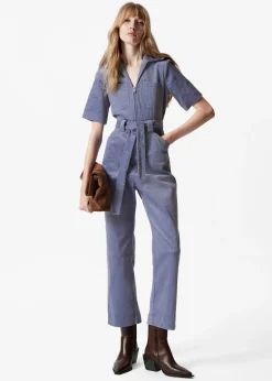 Cord-Jumpsuit mit Gürtel