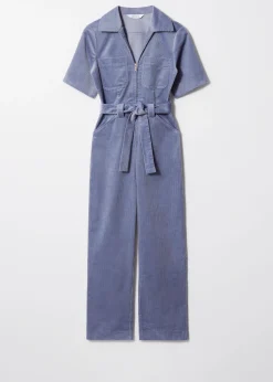 Cord-Jumpsuit mit Gürtel