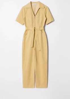 Cord-Jumpsuit mit Gürtel