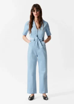 Cord-Jumpsuit mit Gürtel