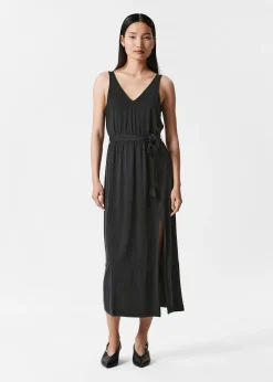 Cupro-Midikleid mit V-Ausschnitt